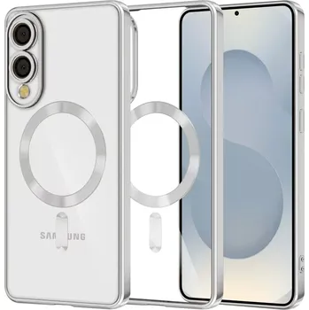 Pouzdro na mobilní telefon Kryt Samsung Galaxy S25 EDGE Techsuit Luxury Crystal MagSafe - stříbrný