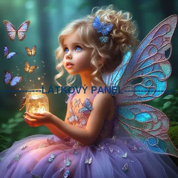 Látkový panel - Motýlí víla - AVS-007 Velikost: 15x15cm, Materiál: Kočárkovina
