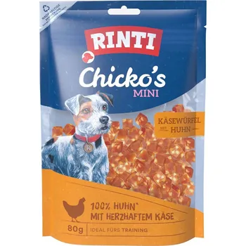 Pamlsek pro psa RINTI Chicko Mini sýrové kostičky s kuřetem, 80 g