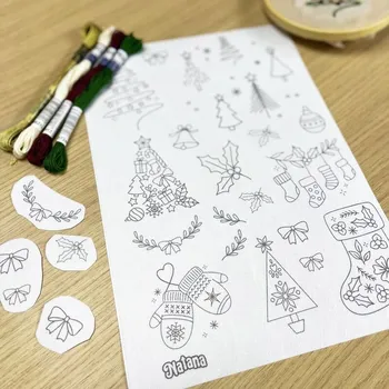 kreativní sada Sada přenosové fólie a bavlnek pro vyšívání Natana - vánoční stromečky