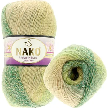 Příze Nako Mohair Delicate Colorflow 76055 zelená