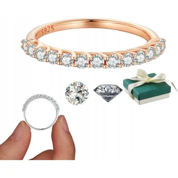 Prsten Prstýnek z růžového zlata Moissanit stříbro 925 s moissanitem