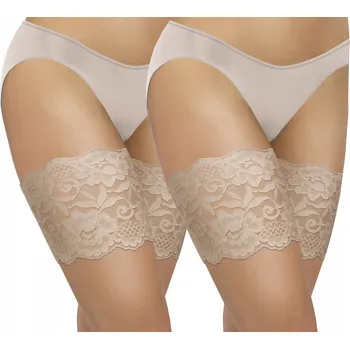 Podprsenka Sesto Senso 2 páry stehenních pásků se silikonem, krajka béžová 75-80 XXL