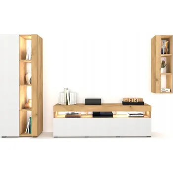 Obývací stěna Sestava nábytku do obývacího pokoje Nábytková Stěna TV stolek Vitrína Craft Bílá Matná 240