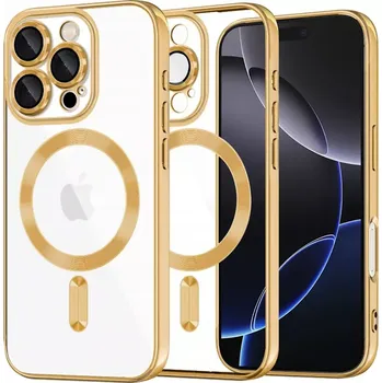 Pouzdro na mobilní telefon Kryt iPhone 16 Pro Max Techsuit Luxury Crystal MagSafe - zlatý