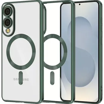 Pouzdro na mobilní telefon Kryt Samsung Galaxy S25 EDGE Techsuit Luxury Crystal MagSafe - tmavě zelený