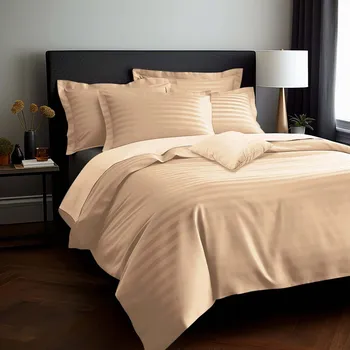 Povlečení BAMBUSOVÉ LOŽNÍ POVLEČENÍ STRIPE BEIGE 220X200CM, 2KS 70X80CM, 4KS 40X40CM BÉŽOVÁ