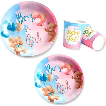 Jednorázové nádobí GRAVENO Sada nádobí Boy or Girl – Gender Reveal párty