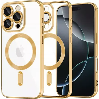 Pouzdro na mobilní telefon Kryt iPhone 16 Pro Techsuit Luxury Crystal MagSafe - zlatý