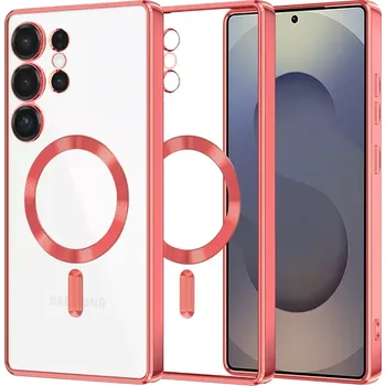 Pouzdro na mobilní telefon Kryt Samsung Galaxy S25 Ultra Techsuit Luxury Crystal MagSafe - červený