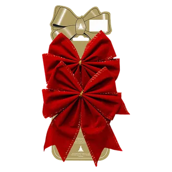 Vánoční dekorace Vánoční ozdoba mašle, červená, samet, 15 cm, 2 ks 67128 17