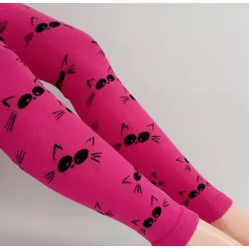 Dámské oblečení Dětské punčochové legíny Kočička - 92-98 / malinová