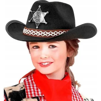 Karnevalový doplněk KOVBOJSKÝ KLOBOUK ČERNÝ ŠERIF LÉTO PLÁŽ WESTERN BÁL