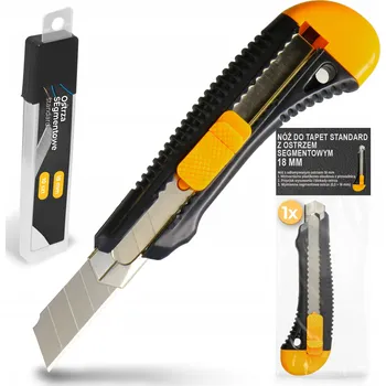 Pracovní nůž NŮŽ NŮŽ NA TAPETY 18 mm Čalounický Tapeciak Vysouvací 11x Čepel Lámací 6Z-T