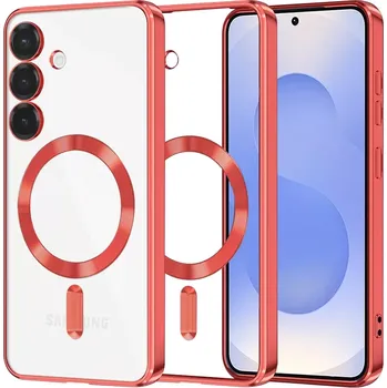 Pouzdro na mobilní telefon Kryt Samsung Galaxy S25 Techsuit Luxury Crystal MagSafe - červený