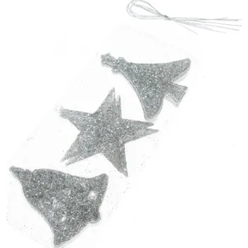 Vánoční dekorace Vánoční ozdoby s glitrem 6ks stříbrné