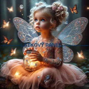 Látkový panel - Motýlí víla - AVS-004 Velikost: 20x20cm, Materiál: Kočárkovina