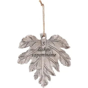 Vánoční dekorace Autronic List na pověšení s nápisem - polyresin, šedý, sada 6 ks