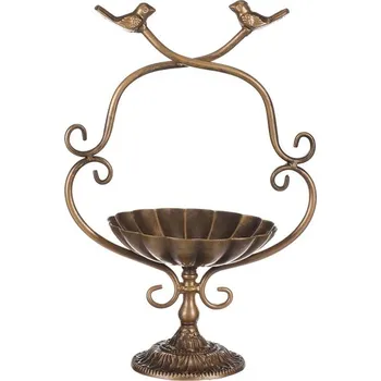 Krmítko pro ptáka Autronic Krmítko/pítko - kovový stojan, s ptáčky, barva měděná, sada 2 ks