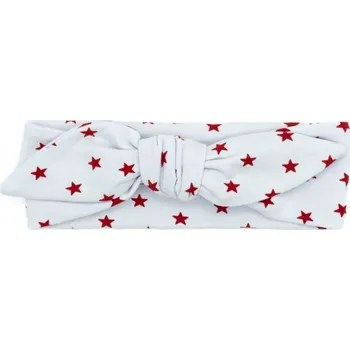 Čelenka Dětská čelenka s mašlí bílá s hvězdičkami 0-2r