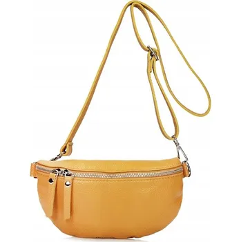 Kabelka Toscanio Ledvinka Dámská Kabelka z Přírodní Kůže s Nastavitelným Pásek Žlutá F26