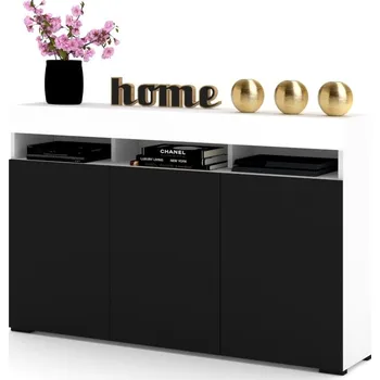 Komoda Komoda Krak Meble Luna bílá matná s černými čely 135x33,8x90 cm