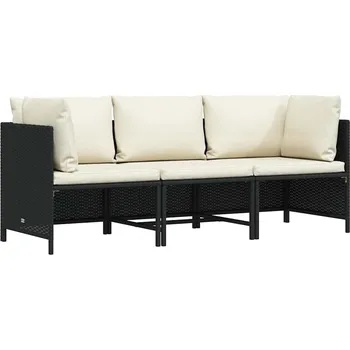 Zahradní pohovka 3místná zahradní pohovka s poduškami černá polyratan IM_313513