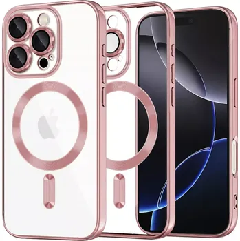 Pouzdro na mobilní telefon Kryt iPhone 16 Pro Max Techsuit Luxury Crystal MagSafe - růžový