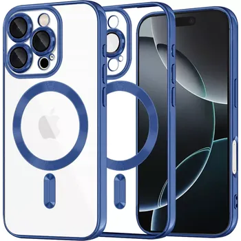 Pouzdro na mobilní telefon Kryt iPhone 16 Pro Techsuit Luxury Crystal MagSafe - modrý