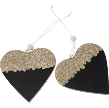 Vánoční dekorace Závěsná dekorace Srdce 2ks