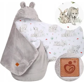 Zavinovačka Plyšová zavinovačka s kapucí BABYMAM do autosedačky - Můj les/šedá