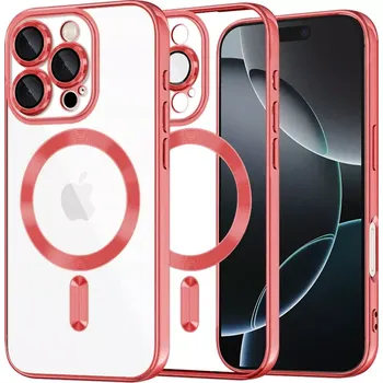 Pouzdro na mobilní telefon Kryt iPhone 16 Pro Techsuit Luxury Crystal MagSafe - červený