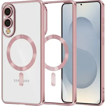 Pouzdro na mobilní telefon Kryt Samsung Galaxy S25 EDGE Techsuit Luxury Crystal MagSafe - růžový