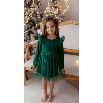 Dívčí oblečení Lily Grey Dívčí slavnostní šaty zelené tyl - 140