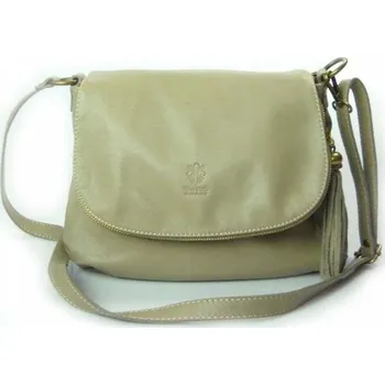 Kabelka Vera Pelle kabelka kožená kabelka přes rameno z pravé kůže béžová