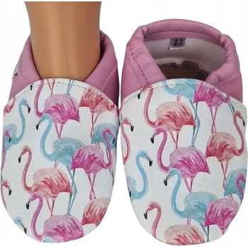 Dívčí obuv Papuče plameňáci Dreptulky papučky papuce kožená podrážka velikost 22