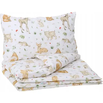 Povlečení Dětské bavlněné povlečení do postýlky 120x90 cm BABYMAM PREMIUM - Lesní zvířátka