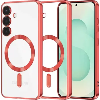 Pouzdro na mobilní telefon Kryt Samsung Galaxy S25 Plus Techsuit Luxury Crystal MagSafe - červený