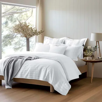 Povlečení BAMBUSOVÉ LOŽNÍ POVLEČENÍ STRIPE WHITE 220X200 CM, 2 KS 70X80 CM, 4 KS 40X40 CM BÍLÁ