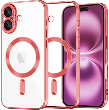Pouzdro na mobilní telefon Kryt iPhone 16 Plus Techsuit Luxury Crystal MagSafe - červený