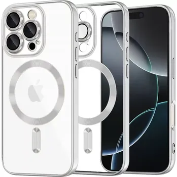Pouzdro na mobilní telefon Kryt iPhone 16 Pro Techsuit Luxury Crystal MagSafe - stříbrný