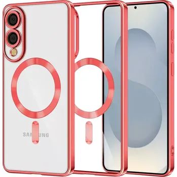 Pouzdro na mobilní telefon Kryt Samsung Galaxy S25 EDGE Techsuit Luxury Crystal MagSafe - červený