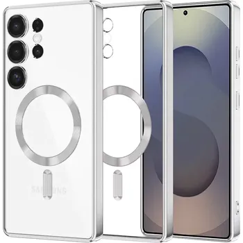 Pouzdro na mobilní telefon Kryt Samsung Galaxy S25 Ultra Techsuit Luxury Crystal MagSafe - stříbrný