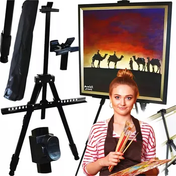 Malířský stojan Černý hliníkový malířský stojan 170 cm + brašna