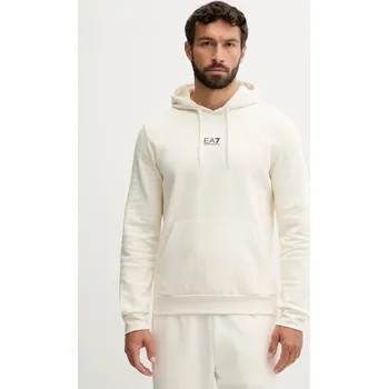 Pánská mikina Mikina EA7 Emporio Armani pánská, béžová barva, s kapucí, hladká, PJVTZ.8NPM37 01F, vel. XL
