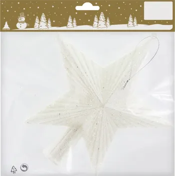 Vánoční dekorace Vánoční špička hvězda, bílá, plast, 19 cm