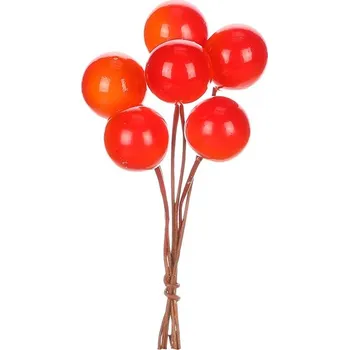 umělá květina Autronic Kuličky na drátku - oranžové, cena za balení (48 ks), sada 24 ks