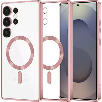 Pouzdro na mobilní telefon Kryt Samsung Galaxy S25 Ultra Techsuit Luxury Crystal MagSafe - růžový