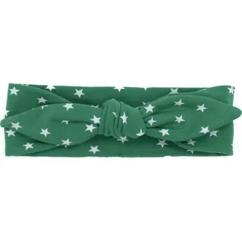 Čelenka Dětská čelenka s mašlí zelená s hvězdičkami 0-2r