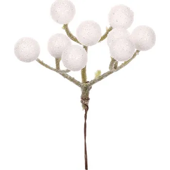 umělá květina Autronic Kuličky na drátku - přízdoba, bílá, cena za balení (10 ks), sada 6 ks